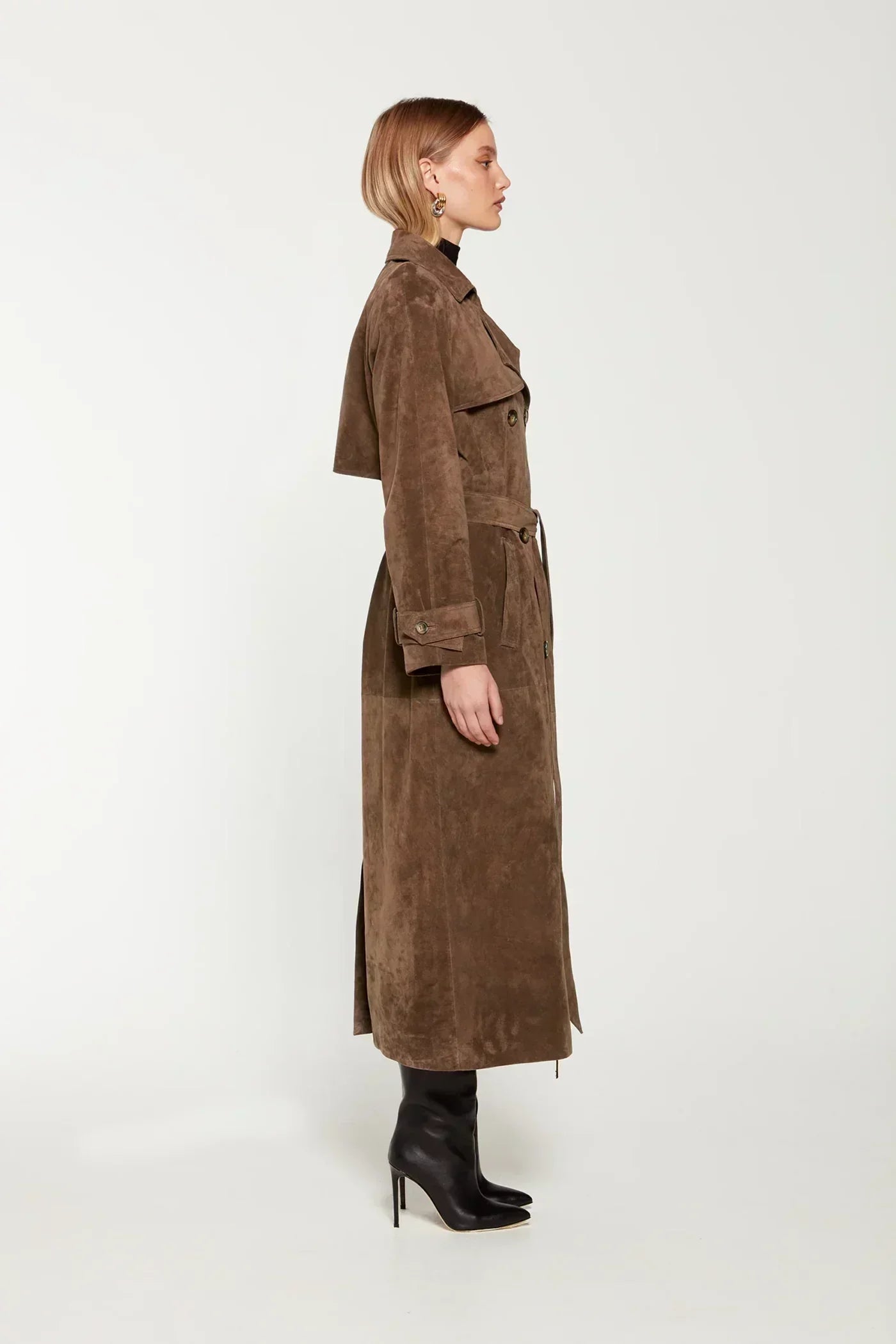 Hailey Wildleder Trenchcoat