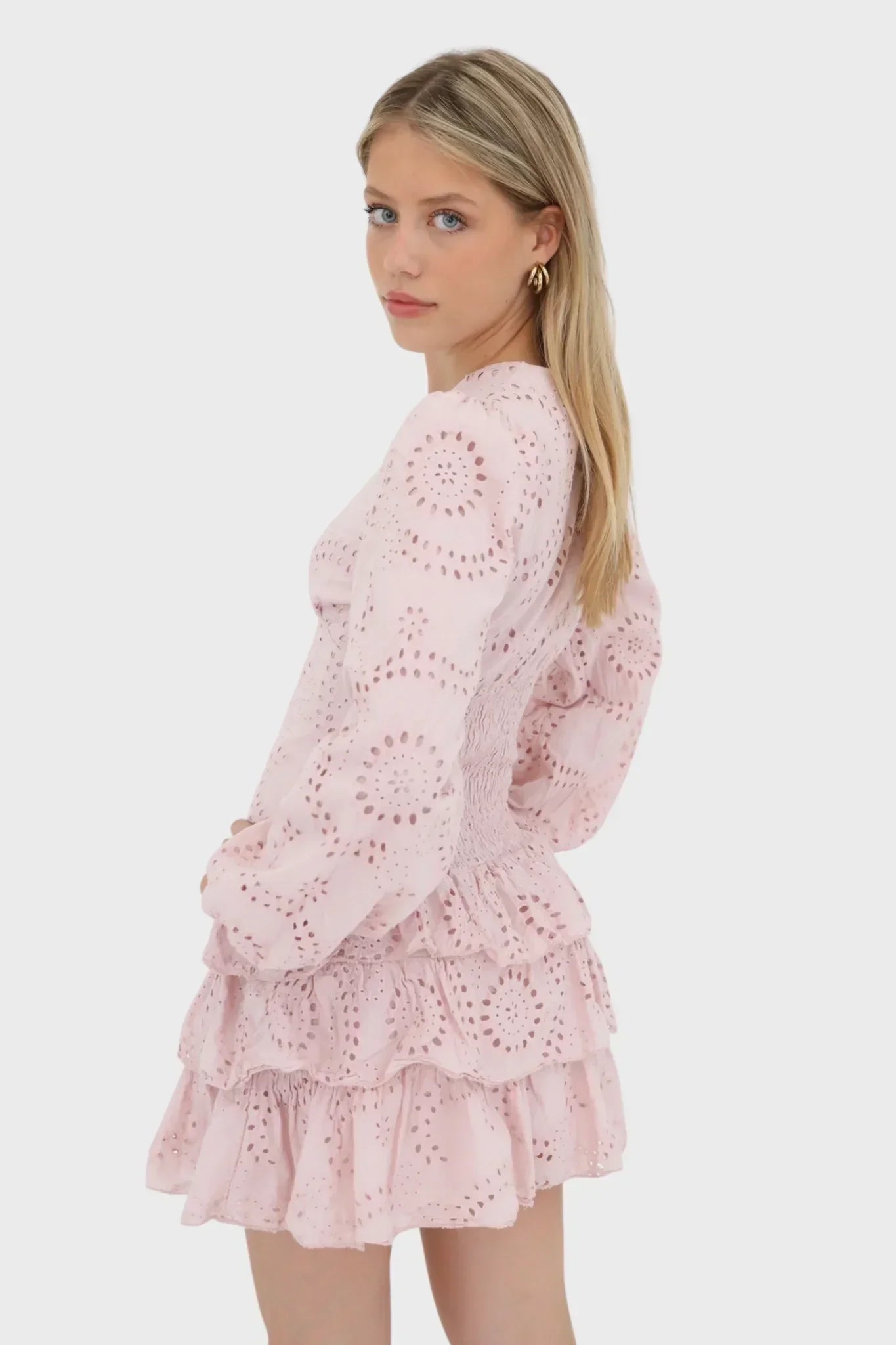 Broderie mini dress with long sleeves - Edel Essential