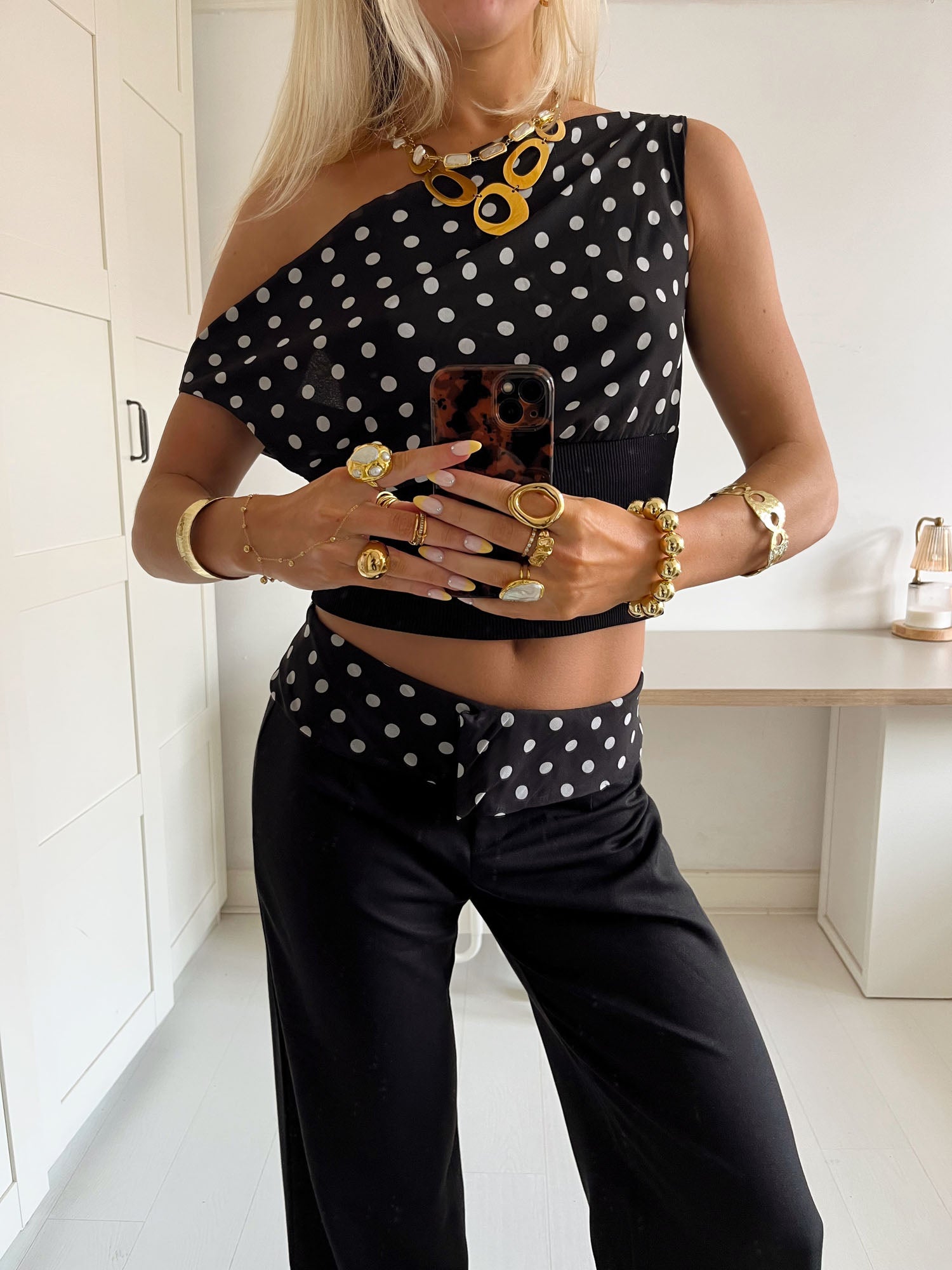 Polka dot off-shoulder co-ord set - Edel Essential