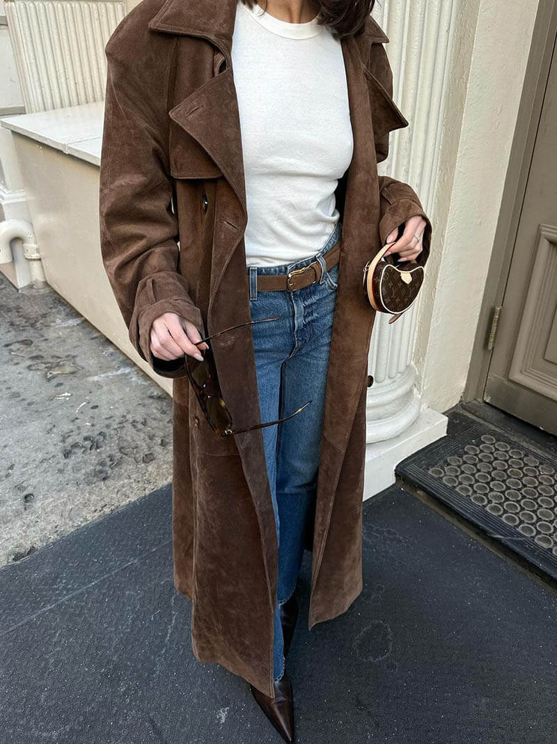 Hailey Wildleder Trenchcoat