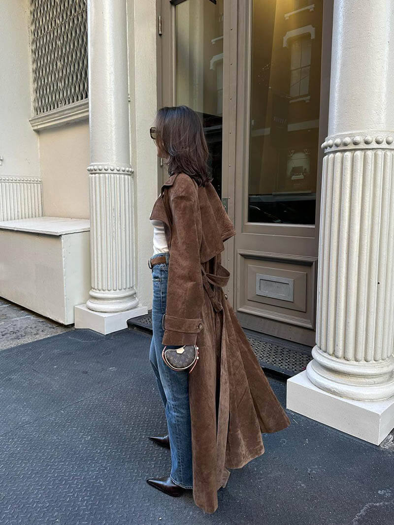 Hailey Wildleder Trenchcoat