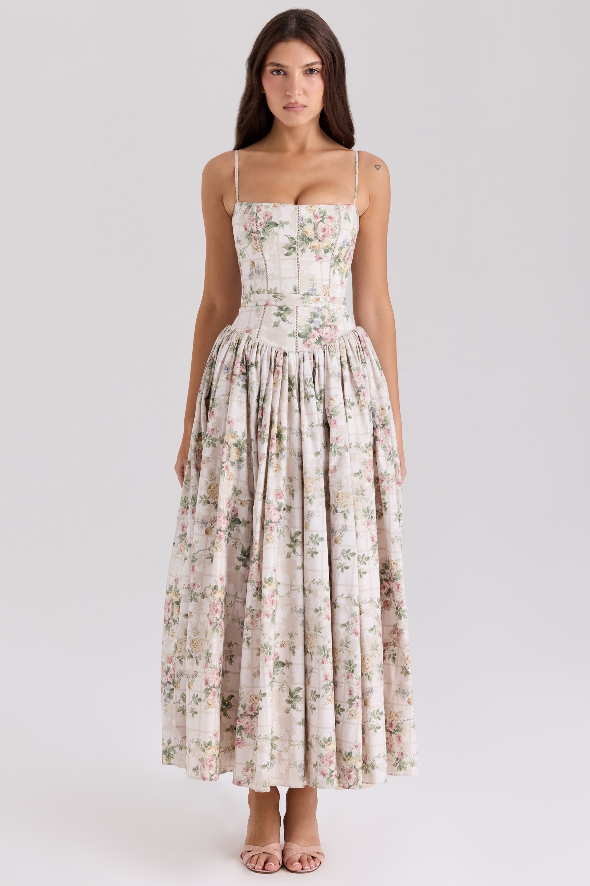 Cream Floral Maxi Sundress - Edel Essential