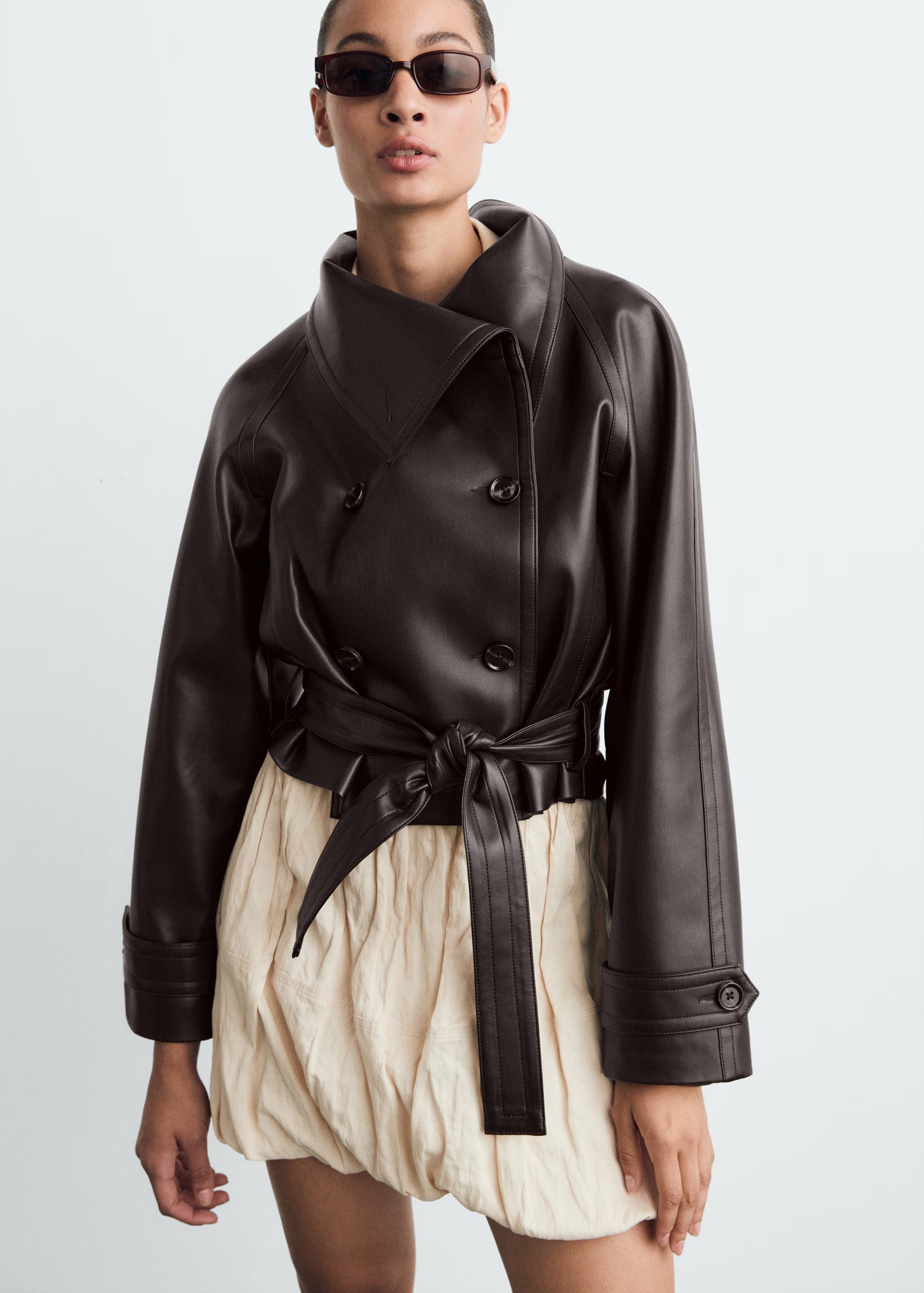 Cropped Leather Trenchcoat - Edel Essential