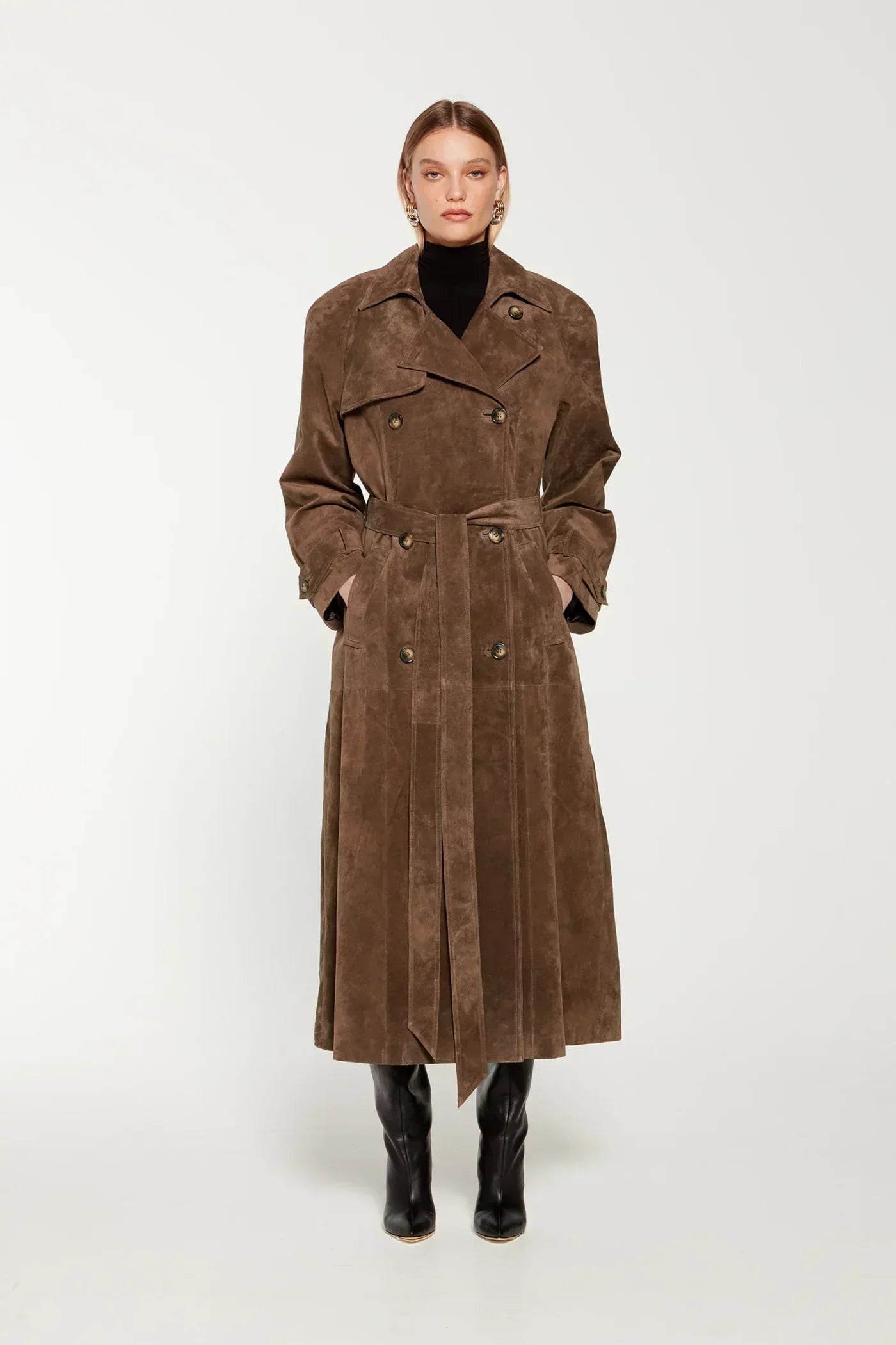 Hailey Wildleder Trenchcoat
